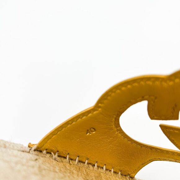 Gucci InterlockingGG Gold Leather Espadrille Sandals Slides Cutout Size 40, US 1 - Picture 11 of 13